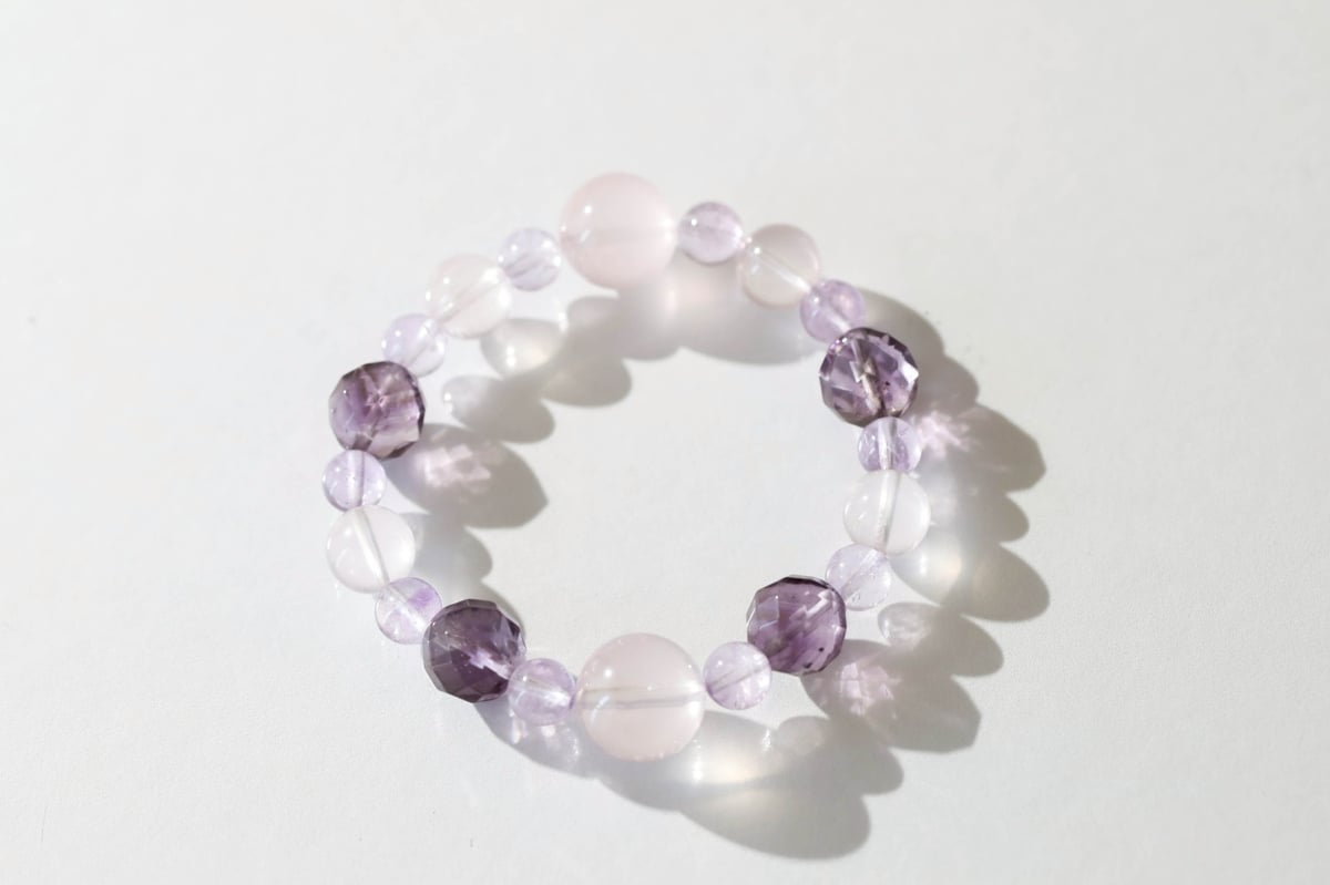 蔵王権現様の御魂入り】ローズクォーツとアメジストのブレスレット