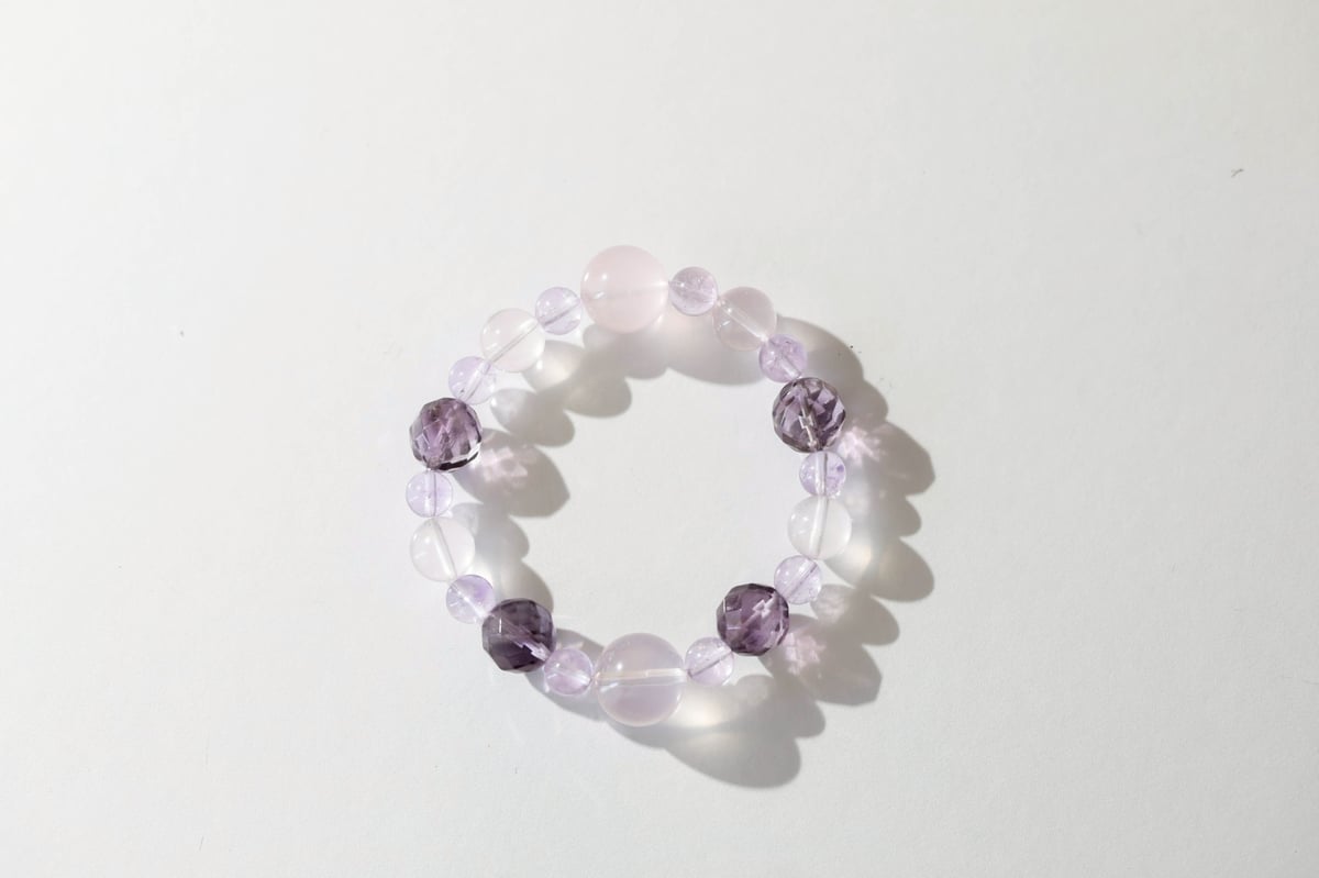 蔵王権現様の御魂入り】ローズクォーツとアメジストのブレスレット