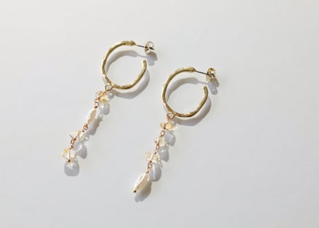 【con.fei.to】高品質 シトリンと淡水パールのピアス ※イベントクーポン使用不可