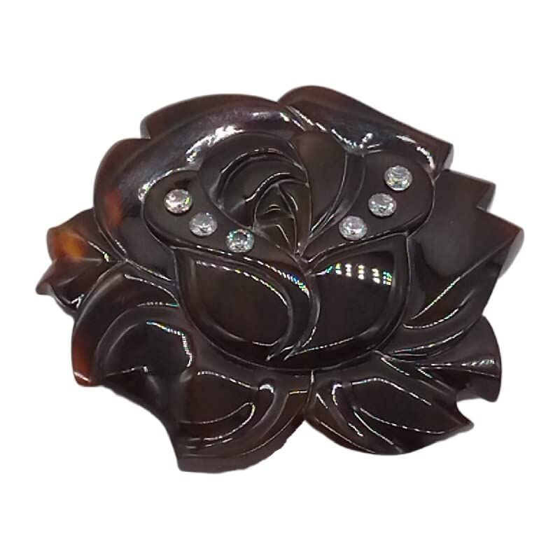 ★鼈甲（べっ甲）無垢・大きな薔薇（バラ）のブローチ★新品★　鼈甲保証★ べっ甲ブローチ（B-023) | なにわべっ甲プラージュ