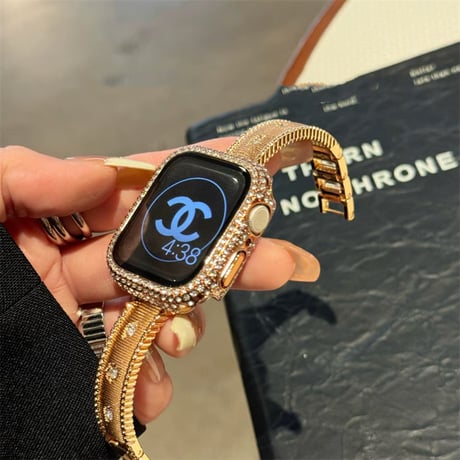 「V744」アップルウォッチケース キラキラ 保護フィルム一体型 apple watch10/11/se カバー おすすめ かわいい