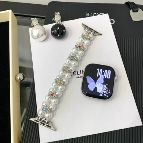 「V739」アップルウォッチバンド パール レディース apple watch バンド ブレスレット