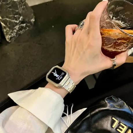 「V593」レディーズ アップル ウォッチ バンド ステンレス おしゃれ apple watchバンド+カバー 2点セット