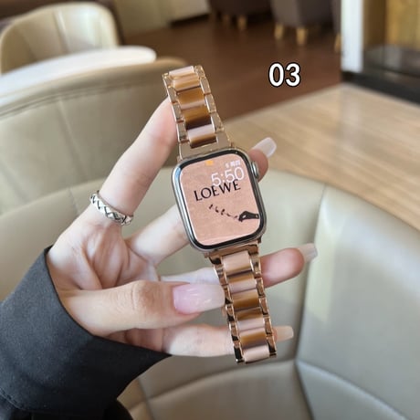 「V201」保護ケース付き 樹脂+ステンレス アップルウォッチバンド 高級 apple watchアクセサリー 女子 おしゃれ