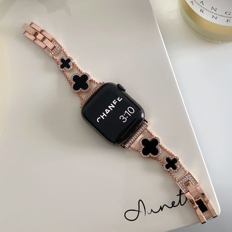 【V025-1】四葉のクローバーのapple watchバンド キラキラ アップル ウォッチ バンド 可愛い ブレスレット