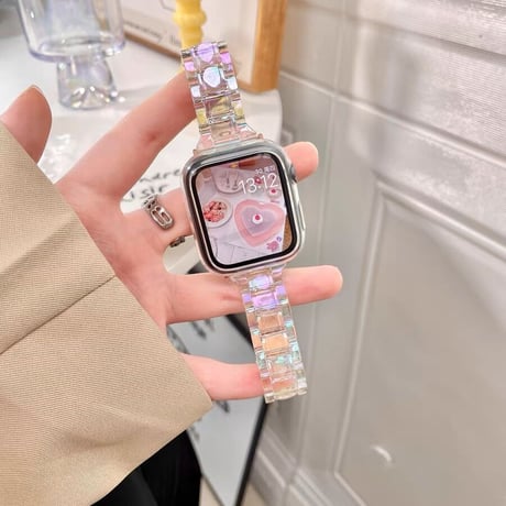 「V222」apple watch バンド おしゃれ オーロラ アップルウォッチアクセサリー 腕時計ベルト 保護カバー付き