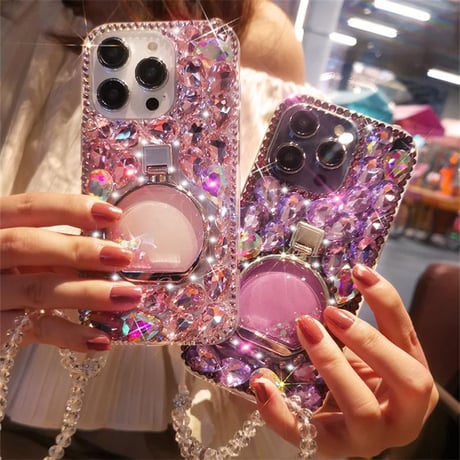「V743」iphoneケース キラキラ ストーン iphoneケース 韓国 女子 隠しスタンド付き