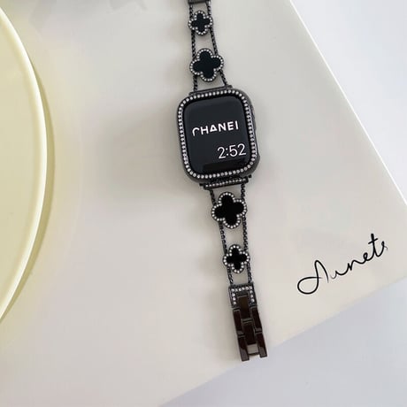 「V025」四つ葉のクローバー Apple Watchバンド  女性 人気 チェーン ベルト
