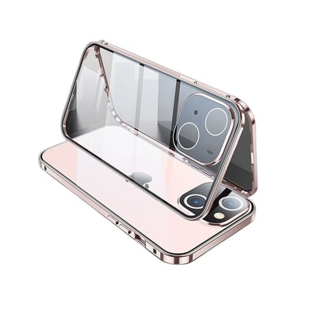 「V197」iphone15/14pro フルカバーケース 全面保護 薄型 クリア iphone13/12ケース 両面ガラス 磁石吸着