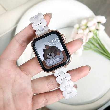 【V313】アップル ウォッチ バンド かわいい 樹脂 apple watch バンド 女性 夏 シエル風