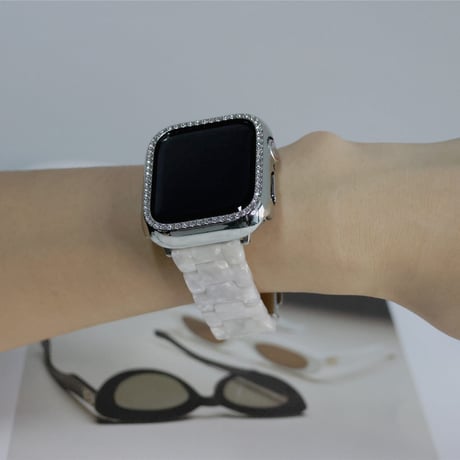 「V245」樹脂 アップルウォッチバンド シェル風 おしゃれ 軽量 apple watchカバー付き 男女兼用