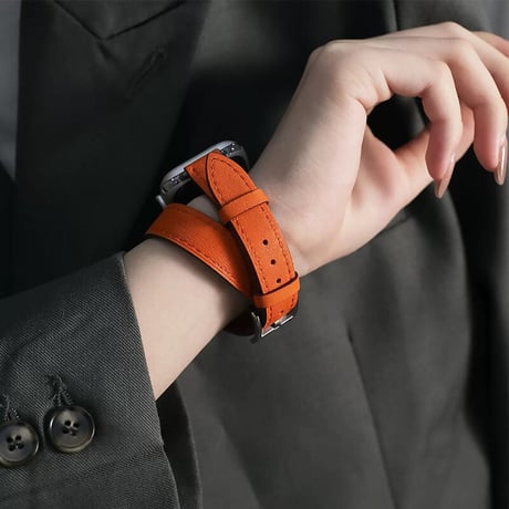「V202」アップルウォッチバンド 二重 本革 apple watch 8/7/se ベルト ダブルツアー 高級 レディース