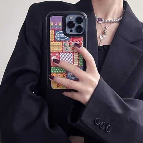 「V123」刺繡 iphone15/14pro ケース かわいい 女子 iphone13promax iphone12/11ケース 韓国 2022 秋冬