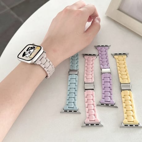 「V657」アップル ウォッチ バンド 樹脂 apple watch バンド 可愛い 軽い フレームカバー付き