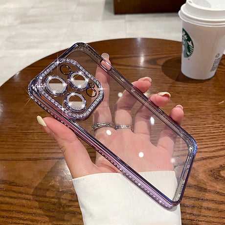 「V194」キラキラカメラフィルム付き iphone17/16 ケース 透明 サイドカラー ソフトケース おしゃれ