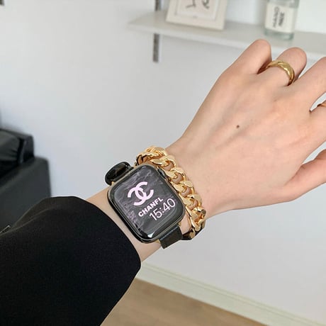 「V385」アップル ウォッチ 黒 バンド 女性 apple watch バンド おしゃれ