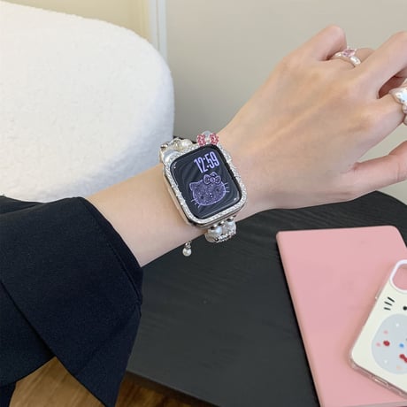 「V719」アップル ウォッチ バンド かわいい パール apple watchバンド ブレスレット 「保護カバー付き」