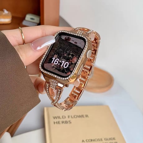 「V548」アップル ウォッチ バンド 女性 キラキラ apple watch バンド＋カバー2点セット かわいい ブレスレット