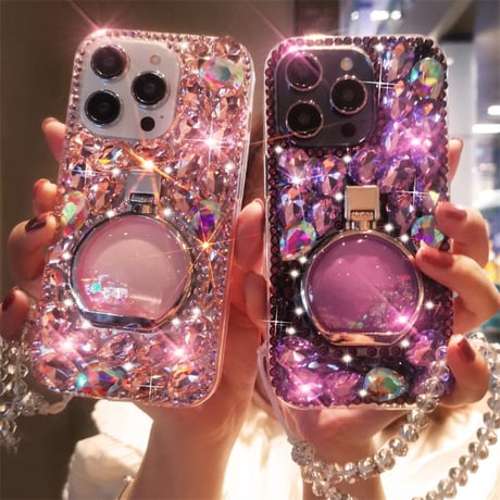 「V743」iphoneケース キラキラ ストーン iphoneケース 韓国 女子 隠しスタンド付き