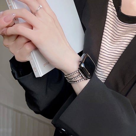 「V151」キラキラ アップル ウォッチ バンド 3連チェーン apple watch バンド+カバー 女性 可愛い