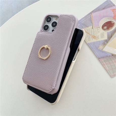 「V412」iphone ケース リング 付き おしゃれ スマホケース カード 入れる 韓国