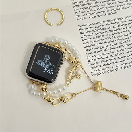 「V625」アップル ウォッチ バンド 可愛い ビーズ apple watch バンド チェーン 女性