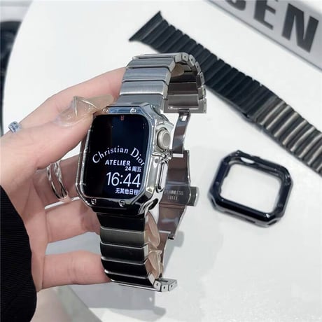 「V471」アップル ウォッチ バンド 人気 男性 女性 apple watch メタル バンド＋カバー 2点セット
