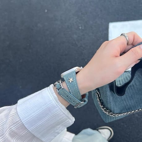「V509」アップル ウォッチ バンド 二 重 巻き おしゃれ apple watch バンド おすすめ デニム