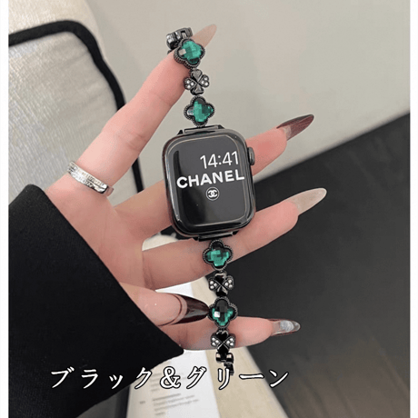「V718」四葉のクローバー apple watchバンド 女性 アップル ウォッチ バンド ブレスレット
