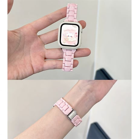 「V657」アップル ウォッチ バンド 樹脂 apple watch バンド 可愛い 軽い フレームカバー付き