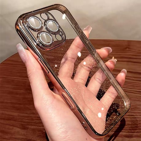 「V715」iphone クリア ケース キラキラ iphone16/16pro ケース 可愛い カメラ保護