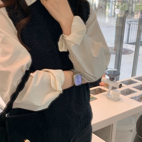 「V339」アップル ウォッチ キラキラ バンド+カバー 2点セット apple watch バンド シルバー 女性