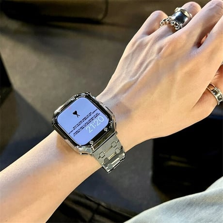 「V490」ステンレス apple watch バンド おしゃれ アップルウォッチバンド＋カバー2点セット  男女兼用