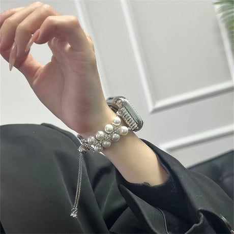 「V382」パール アップル ウォッチ バンド 女性 おしゃれ apple watchバンド ブレスレット