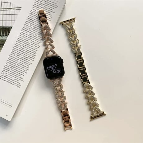 「V264」キラキラ apple watchバンド ピンクゴールド シルバー アップルウォッチブレスレット おしゃれ