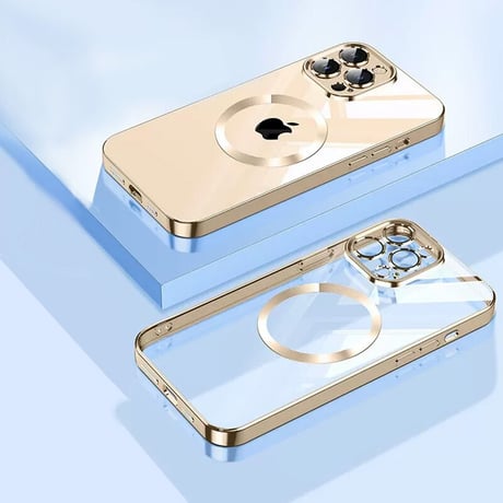 「V216」カメラフィルム付き iphone14ケース magsafe対応 クリア iphone14pro/14plusケース メタリックカラー おしゃれ