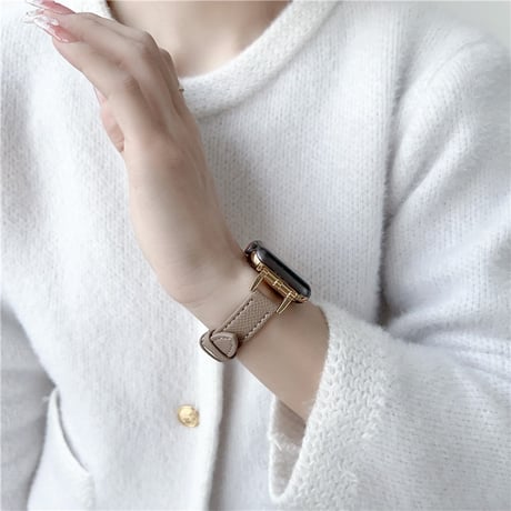 「V572」アップル ウォッチ バンド 女性 細い Dバックル apple watch レザー バンド 高級