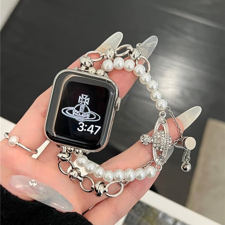 「V625」アップル ウォッチ バンド 可愛い ビーズ apple watch バンド チェーン 女性