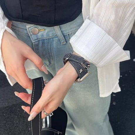 「V509」アップル ウォッチ バンド 二 重 巻き おしゃれ apple watch バンド おすすめ デニム
