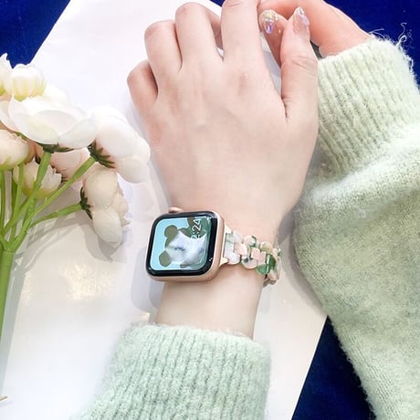 【V313】アップル ウォッチ バンド かわいい 樹脂 apple watch バンド 女性 夏 シエル風