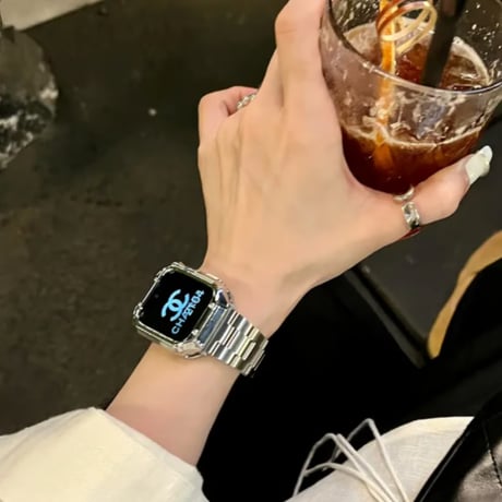 「V593」レディーズ アップル ウォッチ バンド ステンレス おしゃれ apple watchバンド+カバー 2点セット