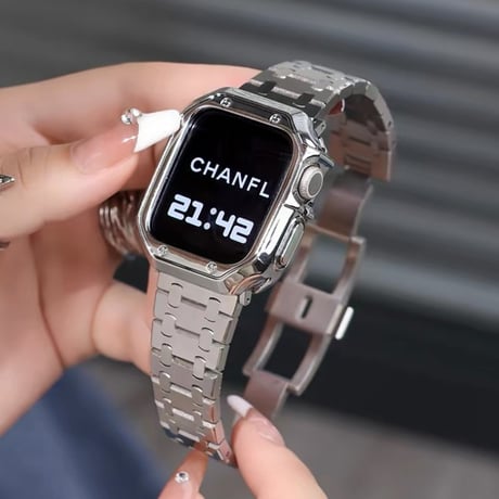 「V490」ステンレス apple watch バンド おしゃれ アップルウォッチバンド＋カバー2点セット  男女兼用
