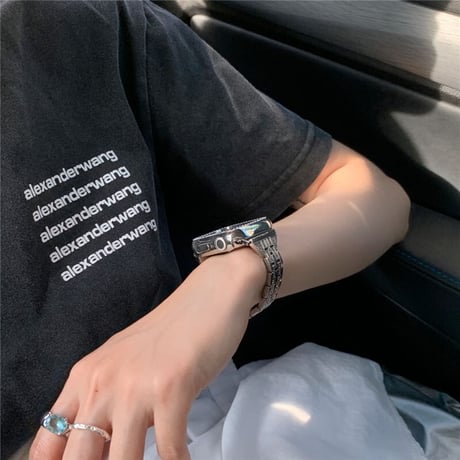 「V363」キラキラ アップル ウォッチ バンド シルバー ステンレス apple watchバンド+カバーセット