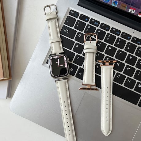 「V096」apple watch レザー バンド 牛革 ビジネス アップル ウォッチ バンド40mm 49mm 白 ピンク