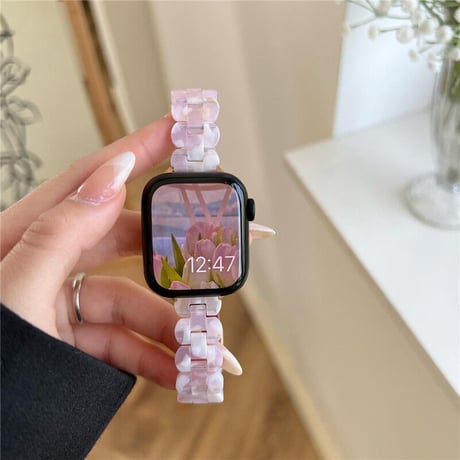 【V313】アップル ウォッチ バンド かわいい 樹脂 apple watch バンド 女性 夏 シエル風