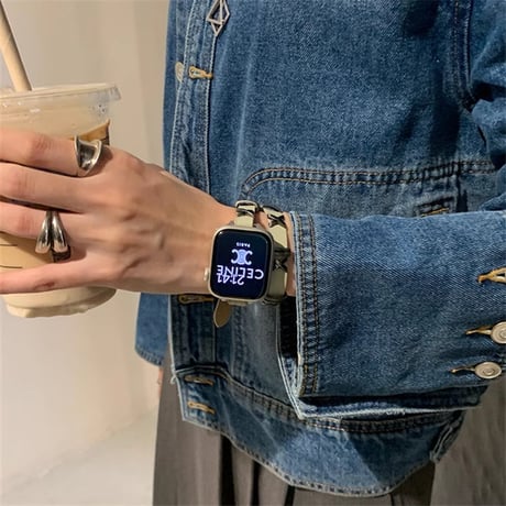 「V553」apple watch バンド スタッズ かっこいい アップル ウォッチ バンド 二 重 巻き