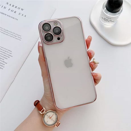 「V112」メタリック iphone14 クリアケース 防塵 軽量 iphone14pro/13 ケース  カメラフィルム付き
