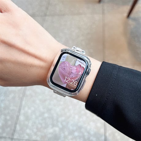 「V348」apple watch クリア バンド+カバー セット アップル ウォッチ バンド d バックル おしゃれ