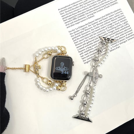 「V625」アップル ウォッチ バンド 可愛い ビーズ apple watch バンド チェーン 女性