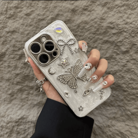 「V699」iphone16/16pro ケース 韓国 かわいい アイホン ケース ミラー 蝶々
